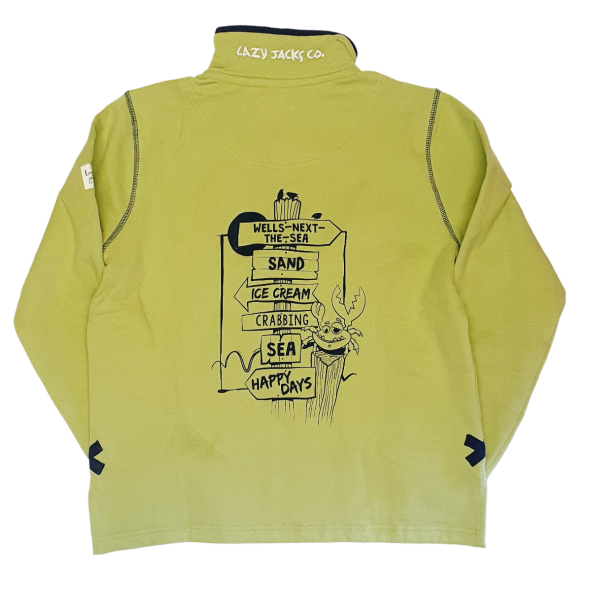 Ladies Pistachio/Sign Post Lazy Jacks Wells-Next-the-Sea Printed 1/4 Zip Sweatshirt