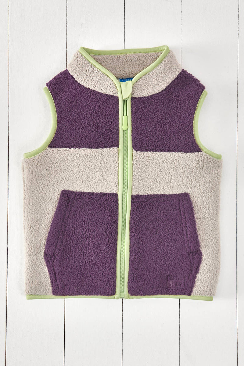 Amethyst Purple and Geothermal Grey Kids Borg Gilet