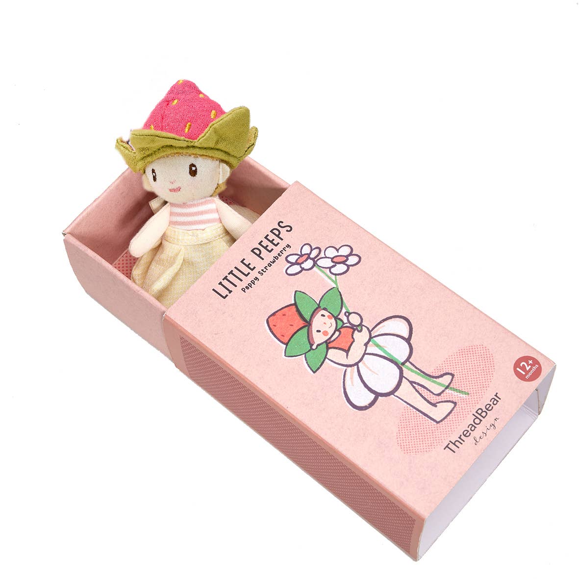 ThreadBear Little Peeps Poppy Strawberr - Matchbox doll 12cm