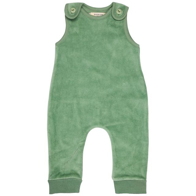 Pigeon Organics Velour playsuit, green AW26