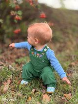 Frugi Miley Cord Dungaree - Holly Green/Flowers