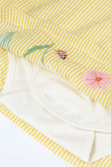 Frugi Devon Body Dress - Dandelion Seersucker/Flowers