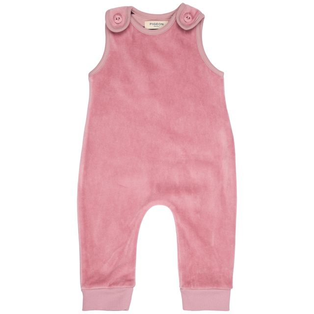 Pigeon Organics Velour playsuit, pink AW26