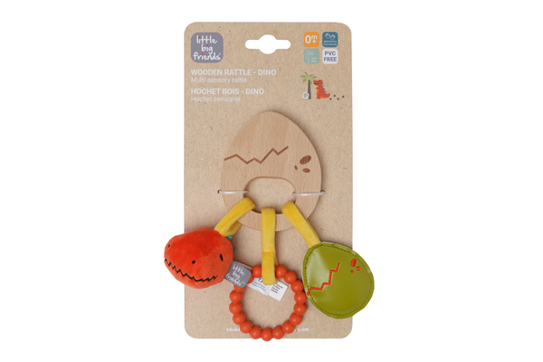 Little Big Friends Wooden rattle - Dino Friends