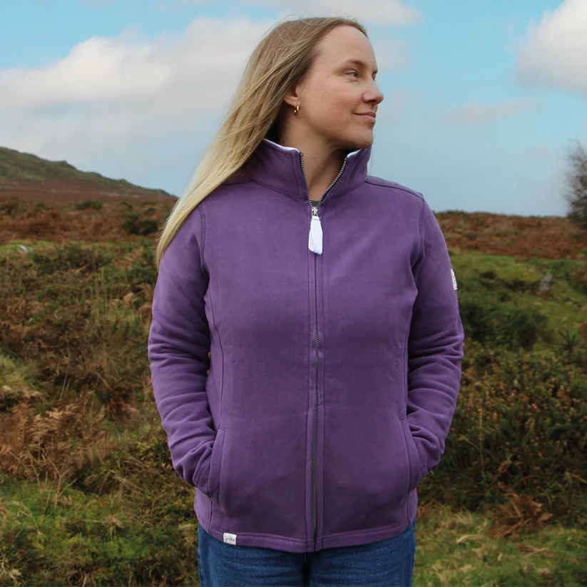 Ladies Loganberry/Sign Post Lazy Jacks Wells-Next-the-Sea Printed Full Zip Sweatshirt