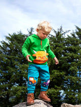 Frugi Hadley Half Zip Hoodie - Palm/Highland Cow