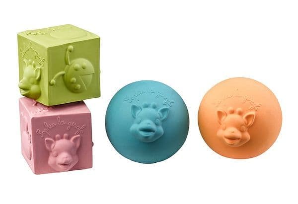 So' Pure Sophie La Girafe Cubes & Balls - Natural Rubber