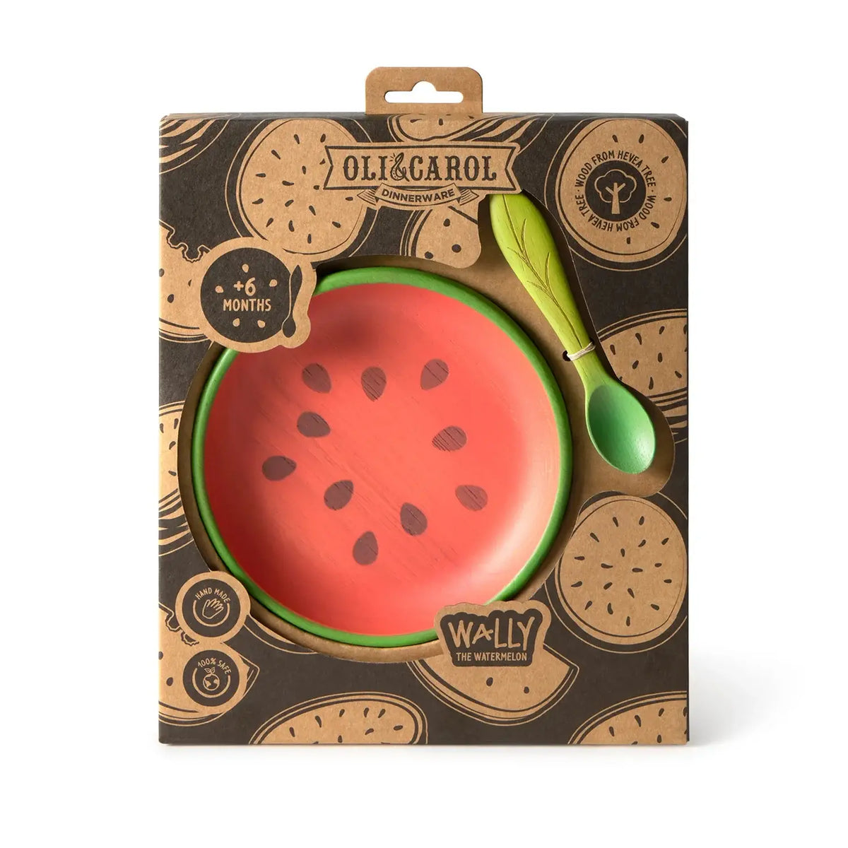 Oli&Carol Wally the Watermelon Rubberwood Kids Plate Set
