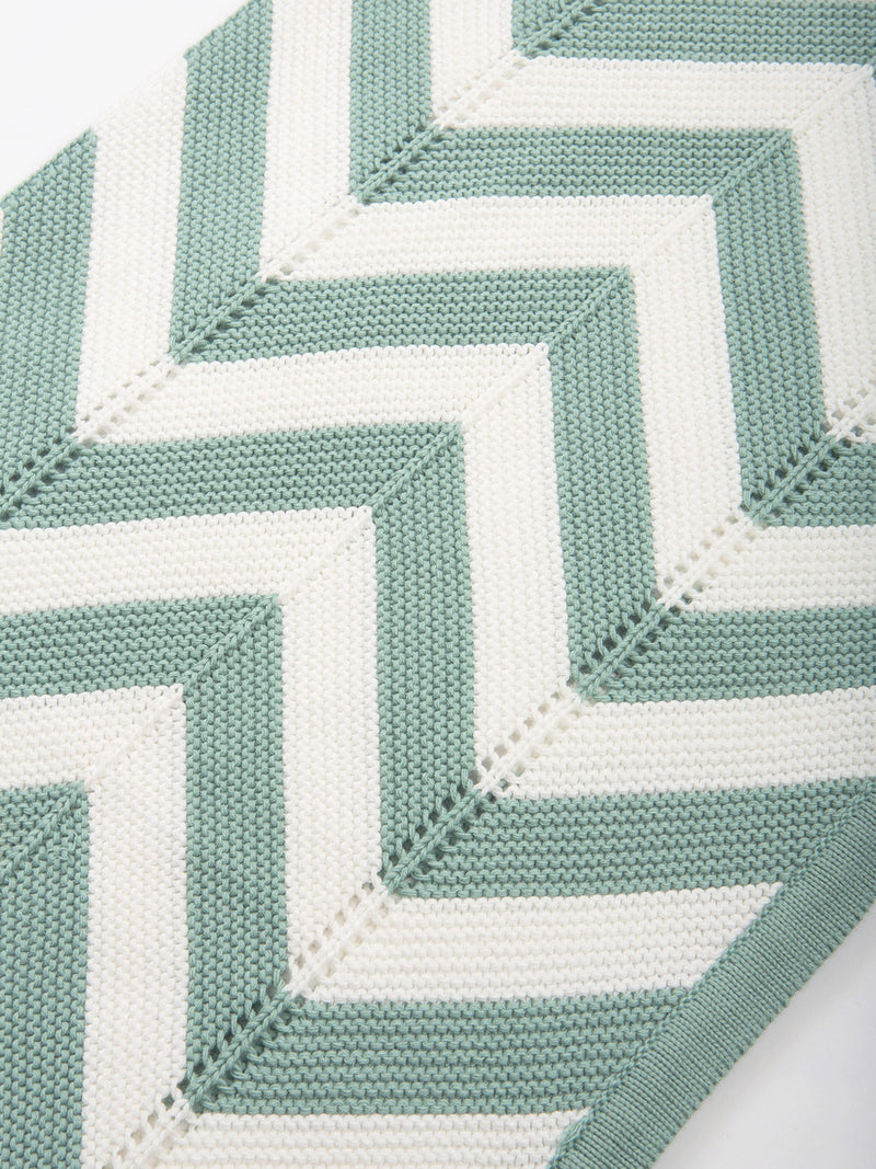 Kite Chevron knit blanket soft spruce