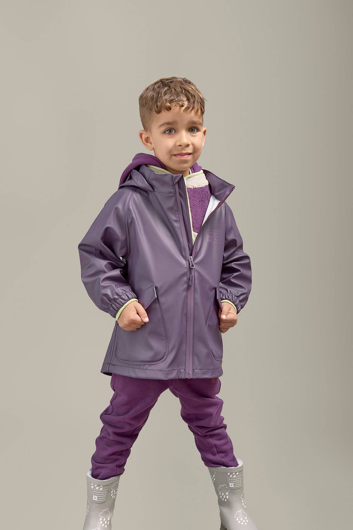 Grass+Air Amethyst Purple Kids Waterproof Rain Jacket