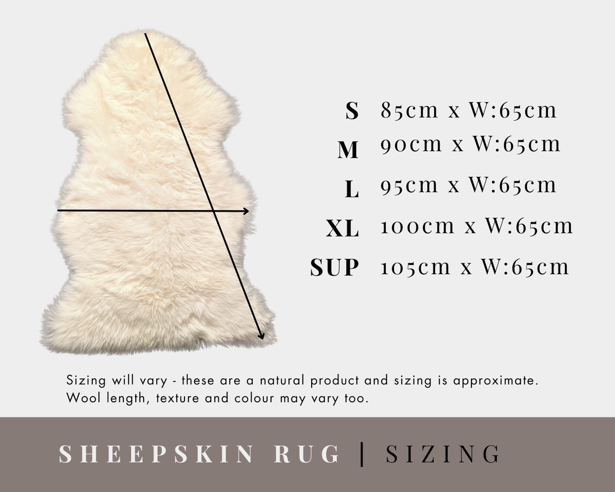 Natural Single Sheepskin Rugs British Skins S/M/L/XL