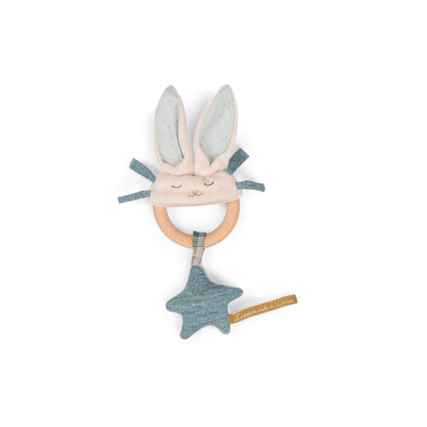 Moulin Roty Blue Rabbit Wooden Ring Rattle Ecole de Danse