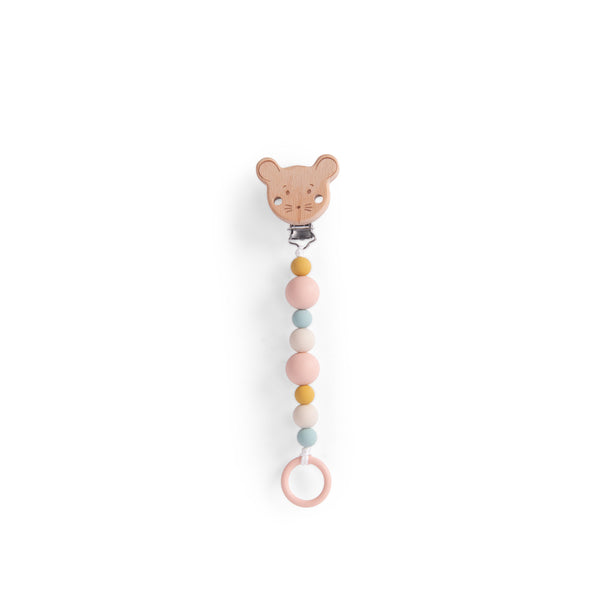 Moulin Roty Mouse Silicone and Wooden Soother Holder