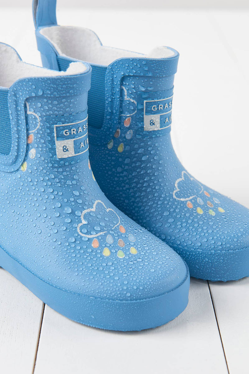 Cornflower Blue Short Colour-Changing Kids Wellies