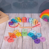 Rainbow Wooden Lacing Shapes