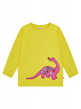 Piccalilly Applique Long Sleeved Top - Dinosaur