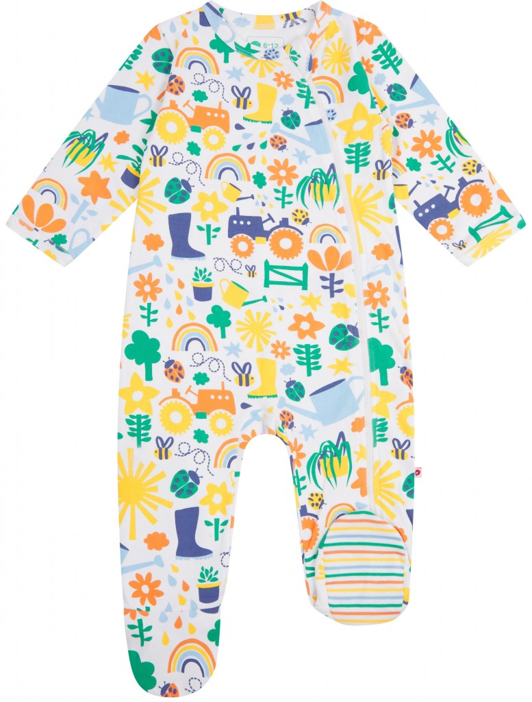 Piccalilly Zipped Footed Sleepsuit - Potting Shed