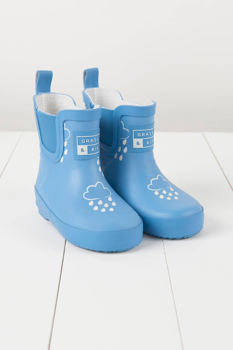 Cornflower Blue Short Colour-Changing Kids Wellies