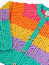 Frugi Clay Cable Knit Cardigan - Rainbow Cable