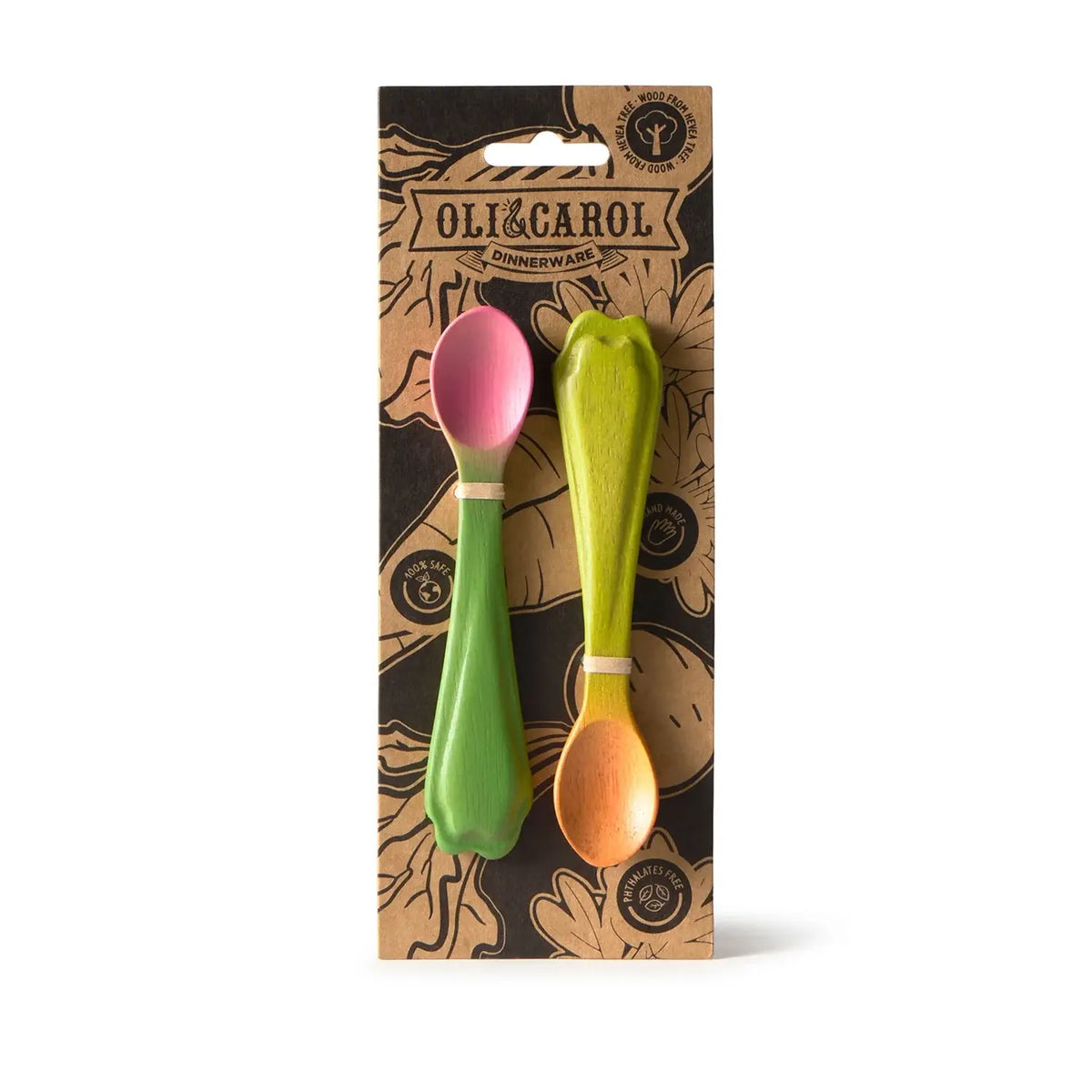 Oli&Carol Rubberwood Baby Spoon Pack - Carrot and Radish