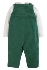 Frugi Milo Dungaree Outfit - Holly Green/Soft White