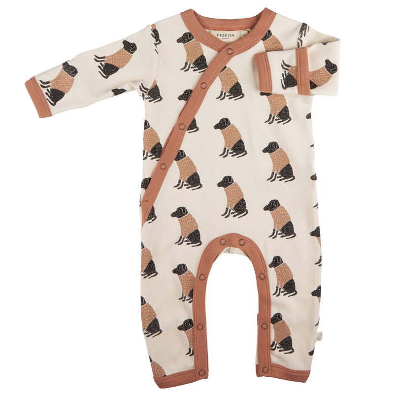 Pigeon Organics Kimono romper (AOP), Labrador - ivory