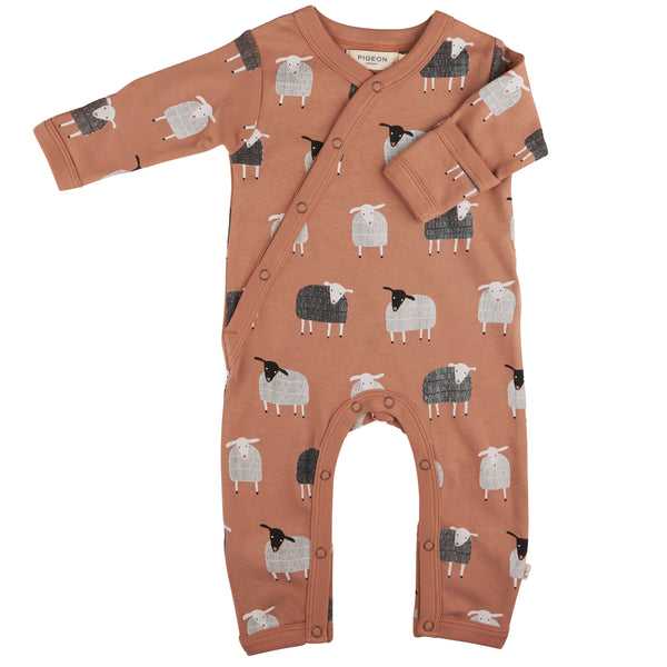 Pigeon Organics Kimono romper (AOP), sheep - macaroon