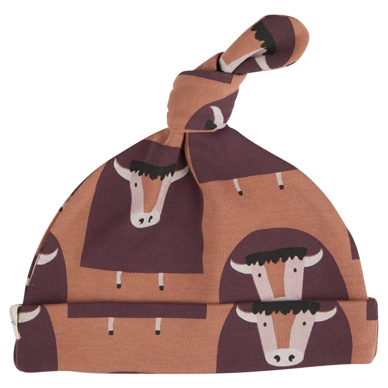 Pigeon Organics Knotted hat (AOP), buffalo on macaroon, 0-5m