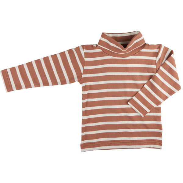 Pigeon Organics Polo neck top (Breton stripe), macaroon