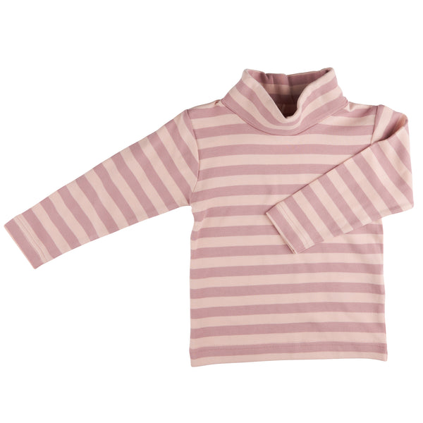 Pigeon Organics Polo neck top (Breton stripe), pink