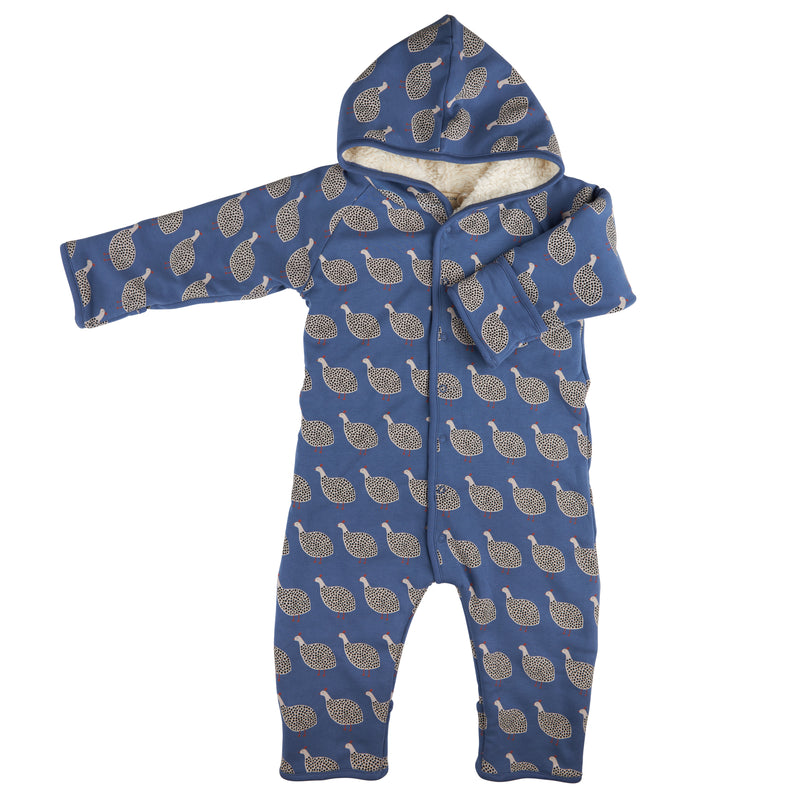 Pigeon Organics Snuggle suit (AOP), guinea fowl - night blue