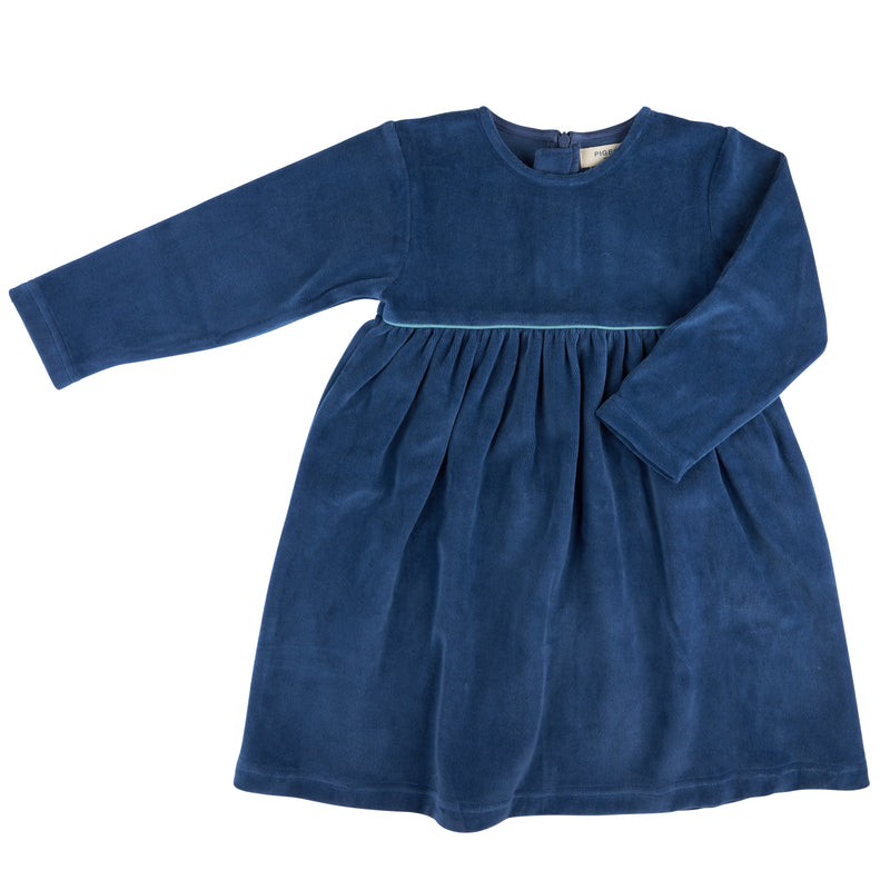 Pigeon Organics Velour party dress, night blue