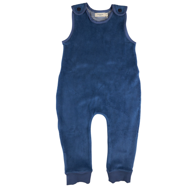 Pigeon Organics Velour playsuit, night blue