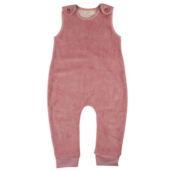 Pigeon Organics Velour playsuit, pink