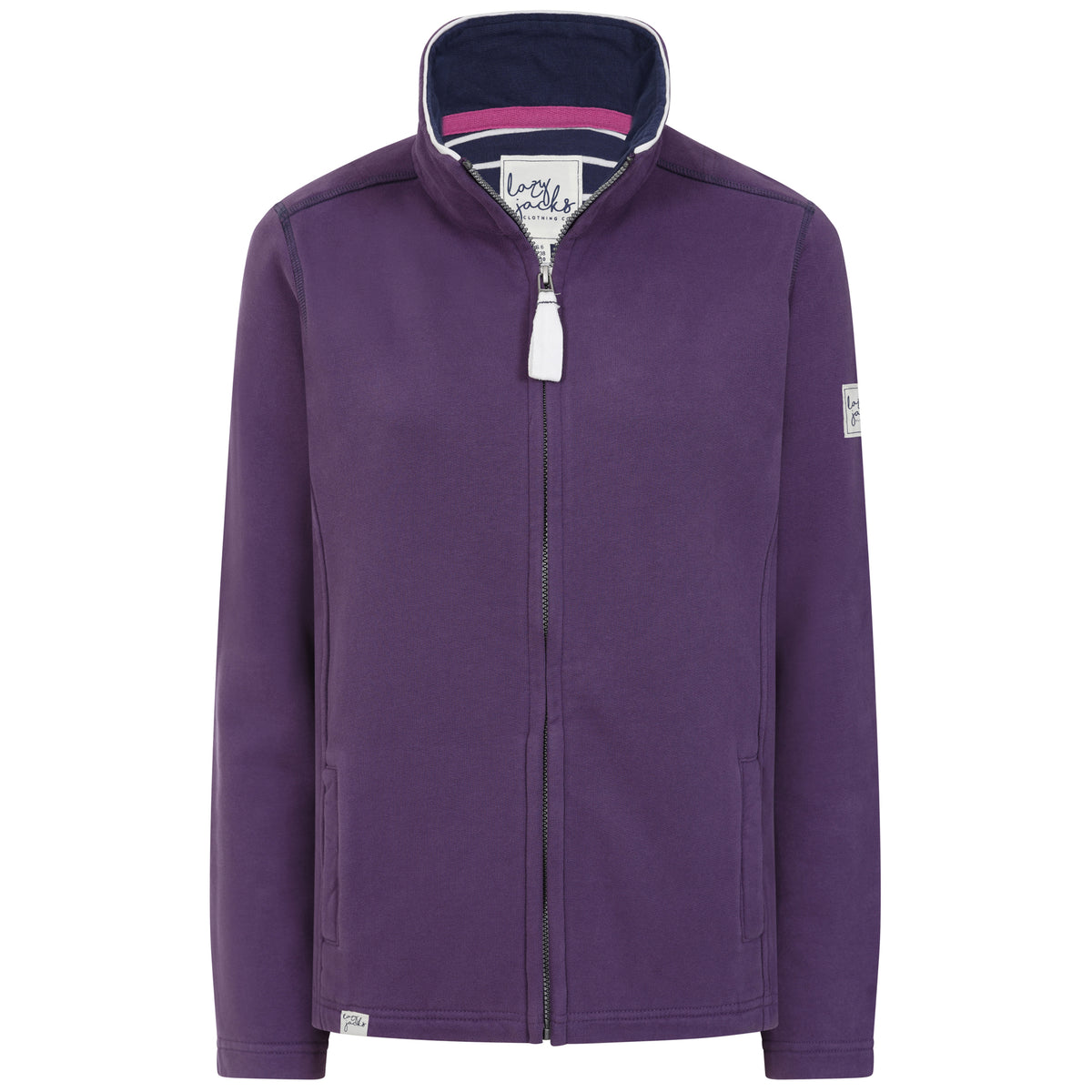 Ladies Loganberry/Sign Post Lazy Jacks Wells-Next-the-Sea Printed Full Zip Sweatshirt