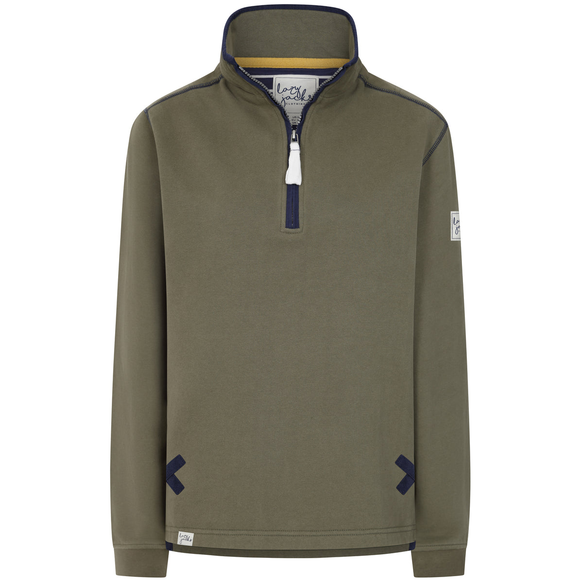 Ladies Khaki/Sign Post Lazy Jacks Wells-Next-the-Sea Printed 1/4 Zip Sweatshirt