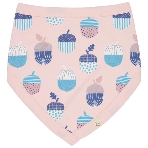 Pigeon Organics Bib (AOP), acorns - pink