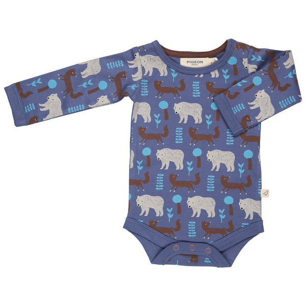 Pigeon Organics Body (AOP), bear & fox - blue