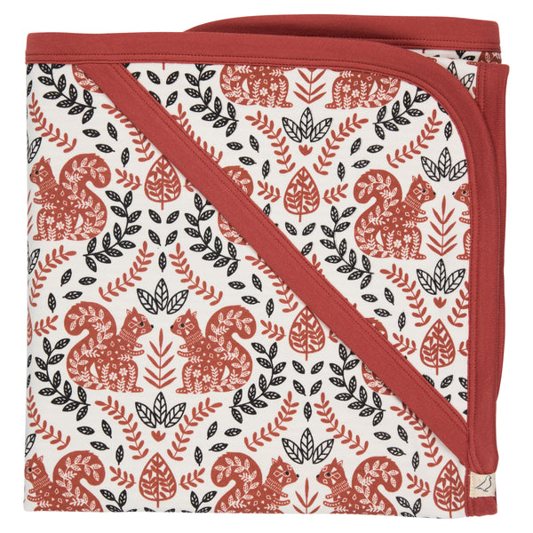 Pigeon Organics Hooded blanket (AOP), squirrel
