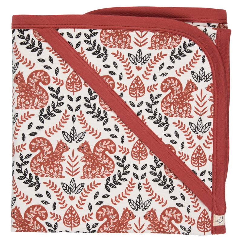 Pigeon Organics Hooded blanket (AOP), squirrel