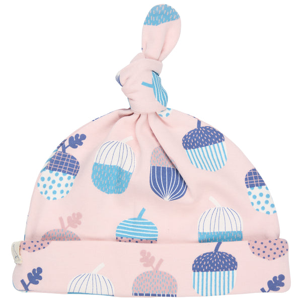 Pigeon Organics Knotted hat (AOP), acorns - pink