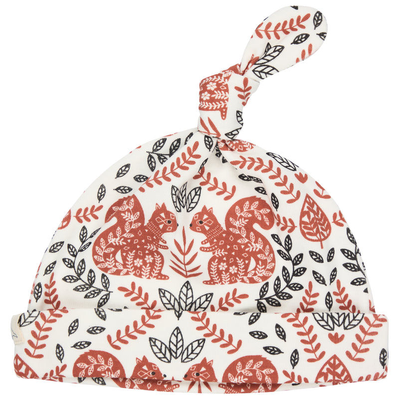 Pigeon Organics Knotted hat (AOP), squirrel