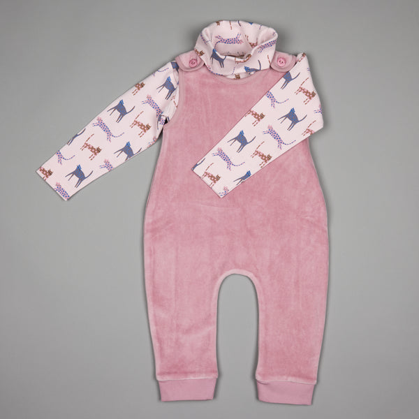 Polo neck top (AOP), cats - pink