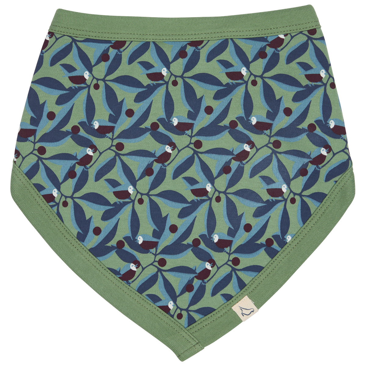 Pigeon Organics Bib (AOP), birds - green