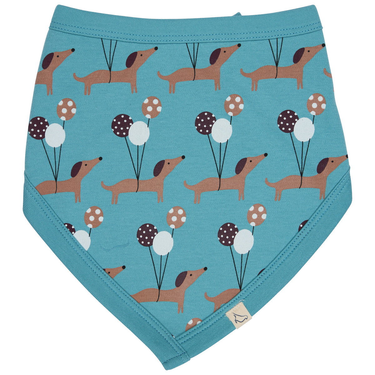 Pigeon Organics Bib (AOP), sausage dogs - blue
