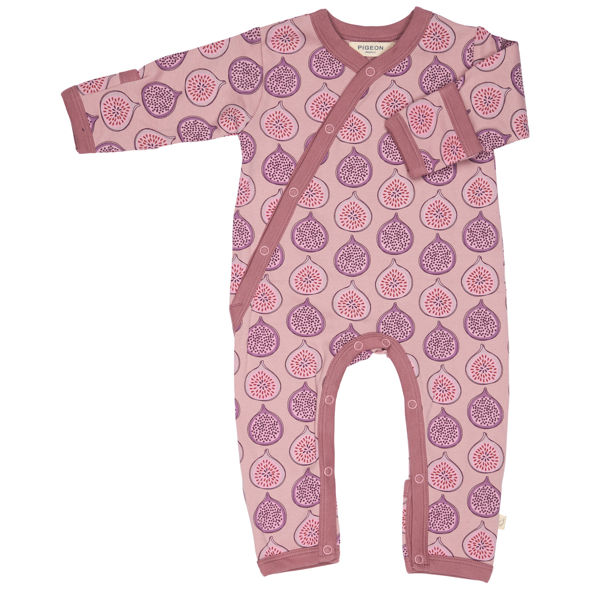 Pigeon Organics Kimono romper (AOP), fig - pink