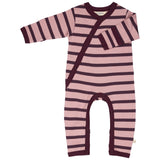 Pigeon Organics Zip romper (AOP), Breton stripe - pink/fig