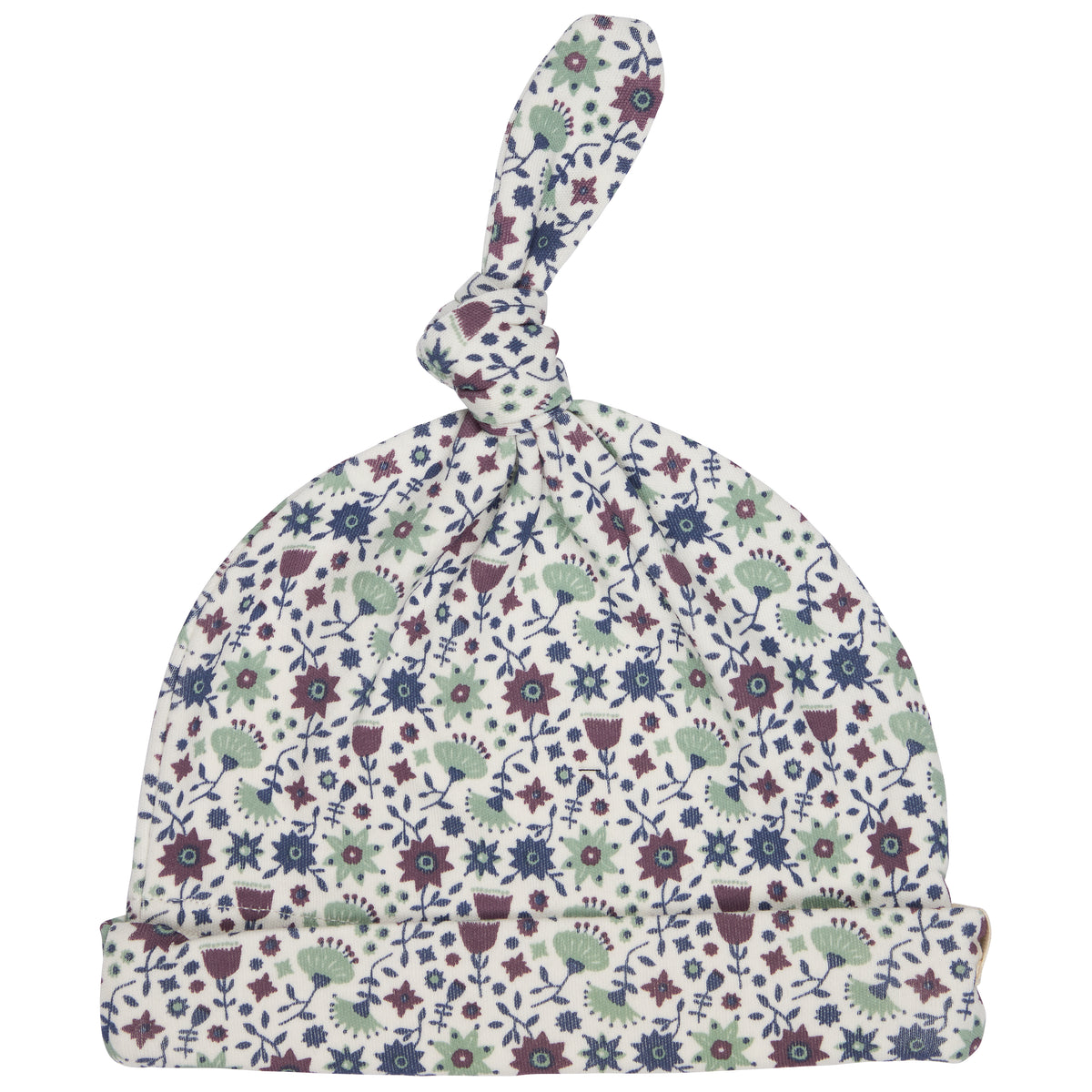 Pigeon Organics Knotted hat (AOP), ditsy - green