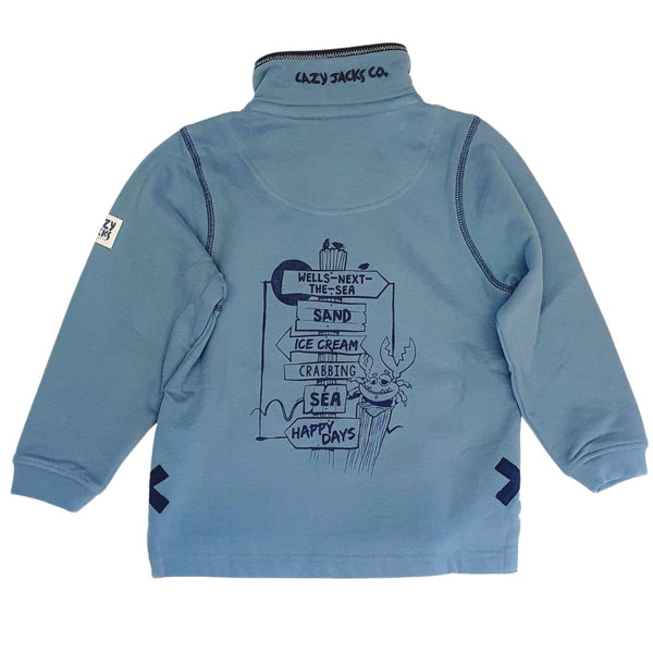 Lazy Jacks Children's Wells-Next-the-Sea Printed 1/4 Zip Sweatshirt - Airforce