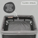 Airpod 3 Travel Cot Includes Newborn Bassinet Insert - Dark Grey